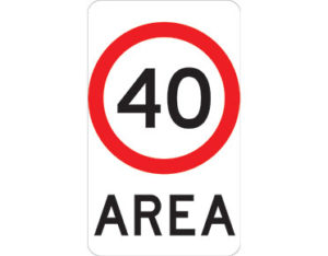 Speed limit area sign - Australian 40km road sign - metal or aluminium