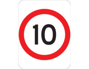 10km speed limit road sign - red circle with 10