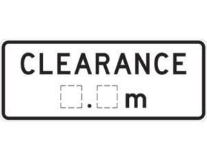 Clearance sign by Australian Standards - black and white aluminium or metal